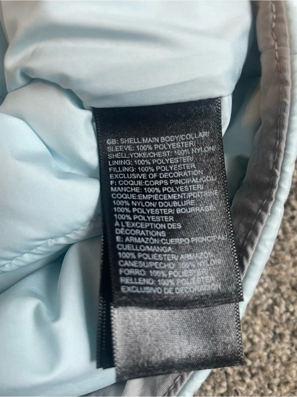 The North Face Girl’s Two-Tone Light Blue & Gray Puffer Jacket Size Large